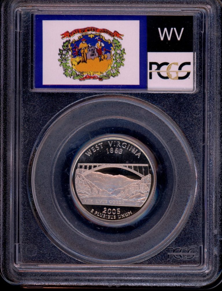 2005-S West Virginia Proof State Quarter Graded PCGS PR69 DCAM Flag Label