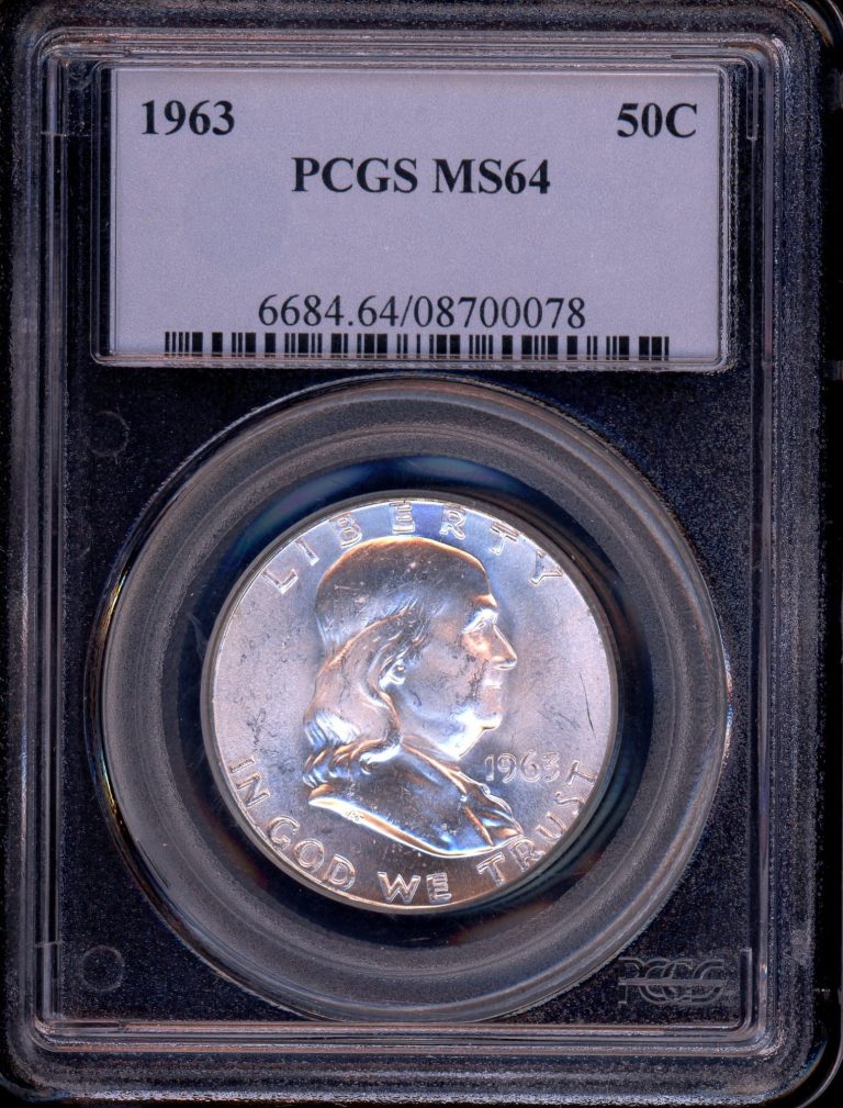 1963-D Franklin Half Dollar PCGS MS64 – 90% Silver Mint State 50C