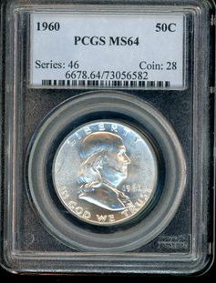 1960 Franklin Half Dollar PCGS MS64 – 90% Silver Mint State 50C