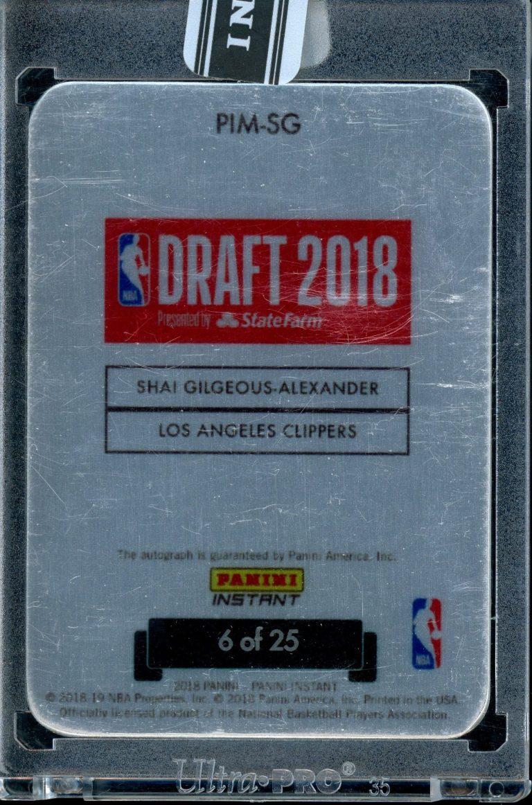 2018-19 Panini Instant Metal Draft Day Rookie Autograph of Shai Gilgeous-Alexander, one of the NBA’s top emerging superstars. 