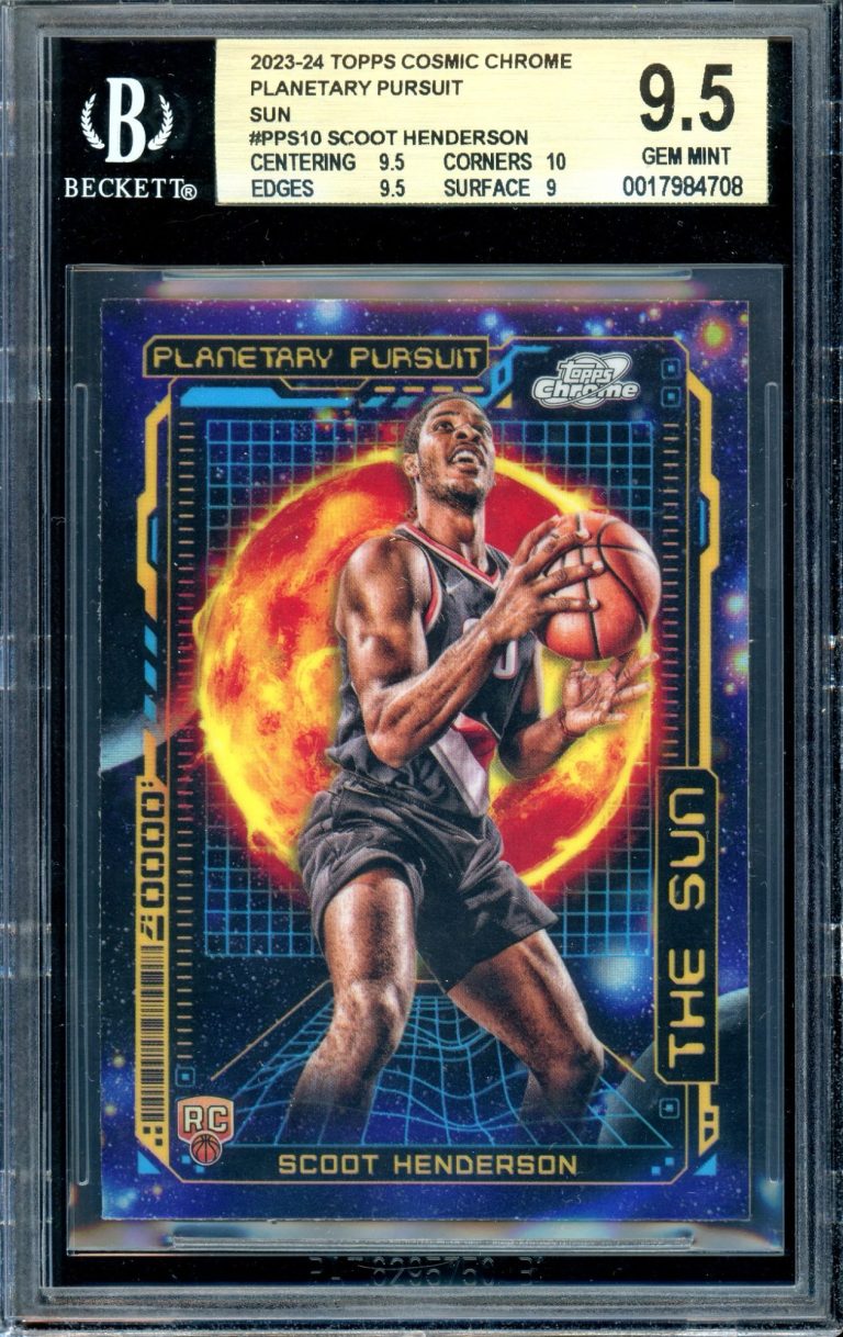 2023 Topps Cosmic Chrome Scoot Henderson 2023 Topps Cosmic Chrome Scoot Henderson Cosmic Dust Rookie Card, graded BGS 9.5 (Gem Mint). As one of the NBA’s top young prospects, Scoot.