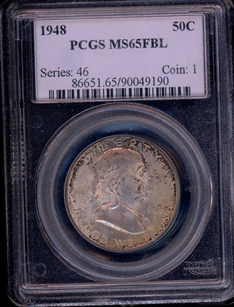 1948-D Franklin Half Dollar PCGS MS65FBL – 90% Silver Mint State 50C