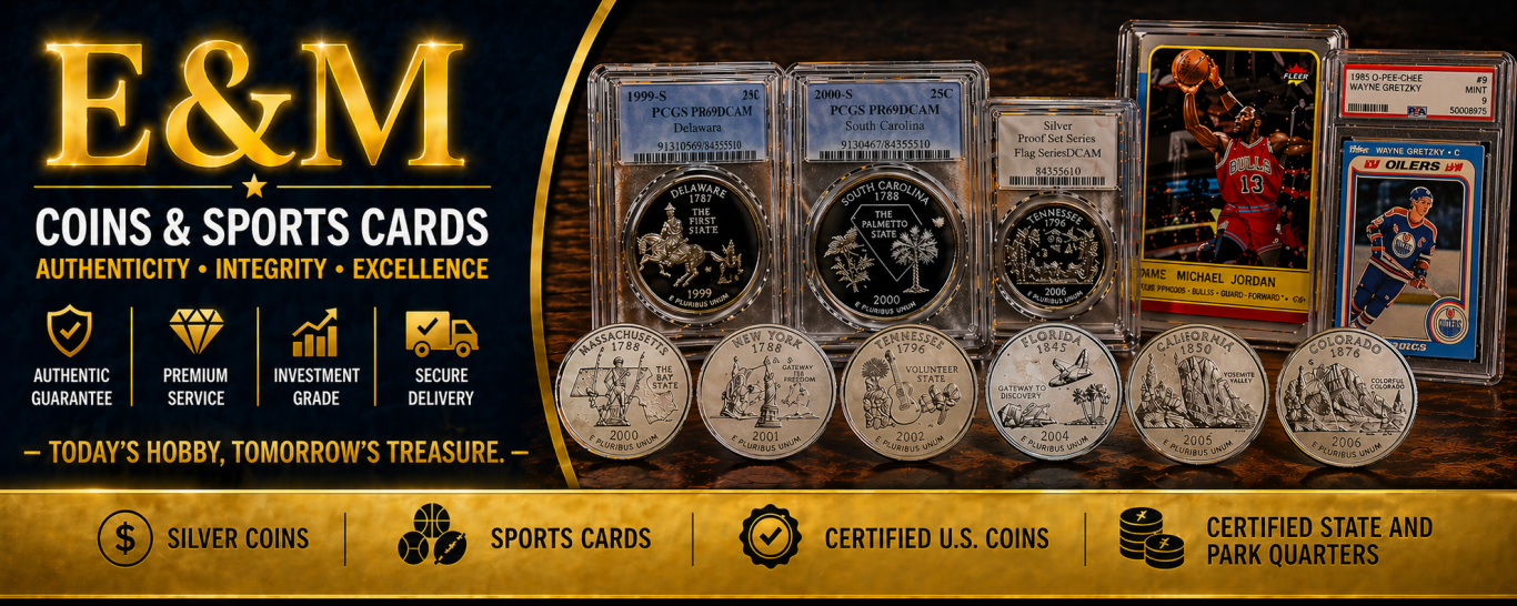 Our collection includes certified U.S. coins such as Morgan silver dollars and Franklin half dollars, along with graded and raw sports car