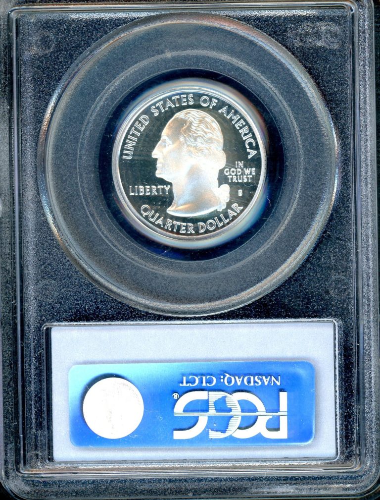  2002-S Indiana Statehood Quarter is struck in 90% silver and graded PR69 Deep Cameo (DCAM) by PCGS