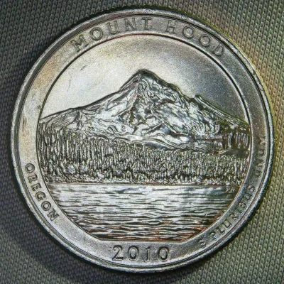 2010-D Mount Hood National Park Quarter
Mint: Denver (D Mint Mark)
Mintage: 34,400,000
Composition: 91.67% Copper, 8.33% Nickel (Clad)